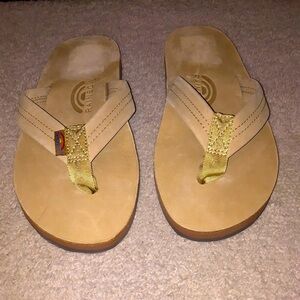 Rainbow Beige and Brown Flip-Flops